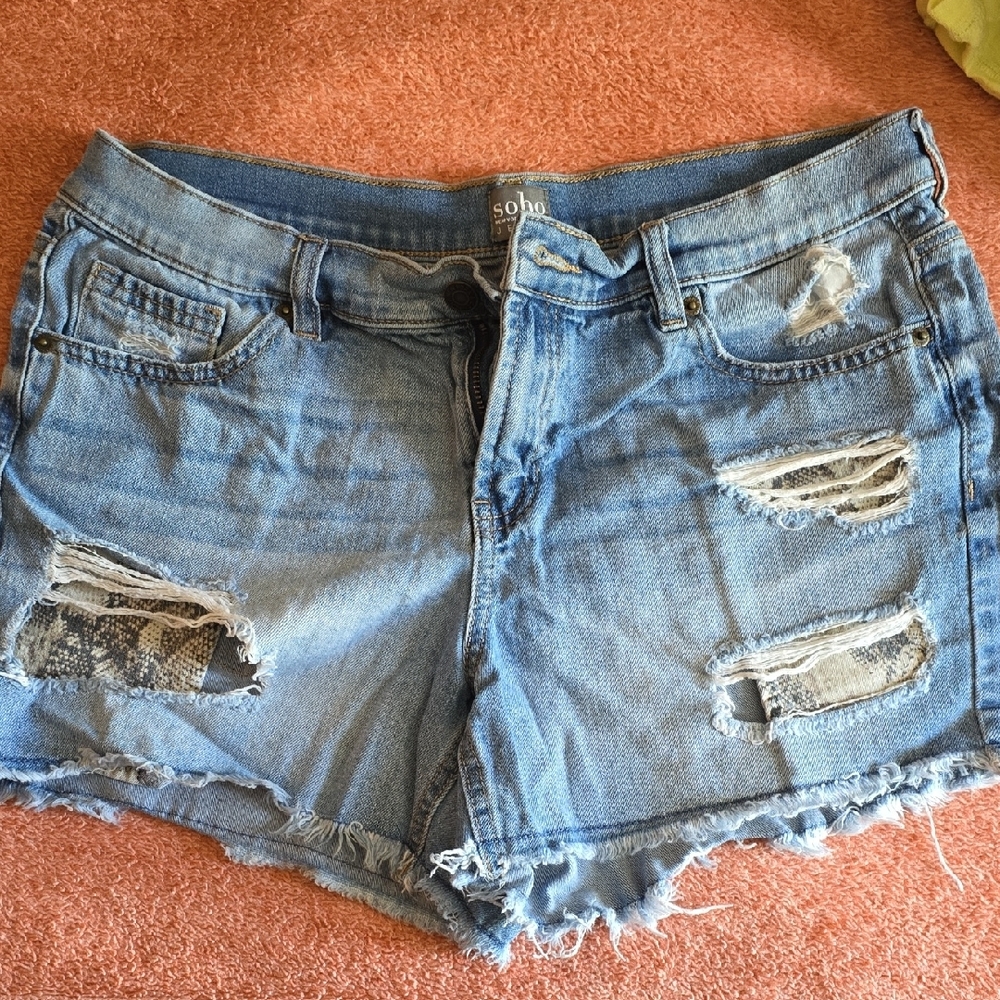 New York & Company Blue Jean Shorts Distressed Style